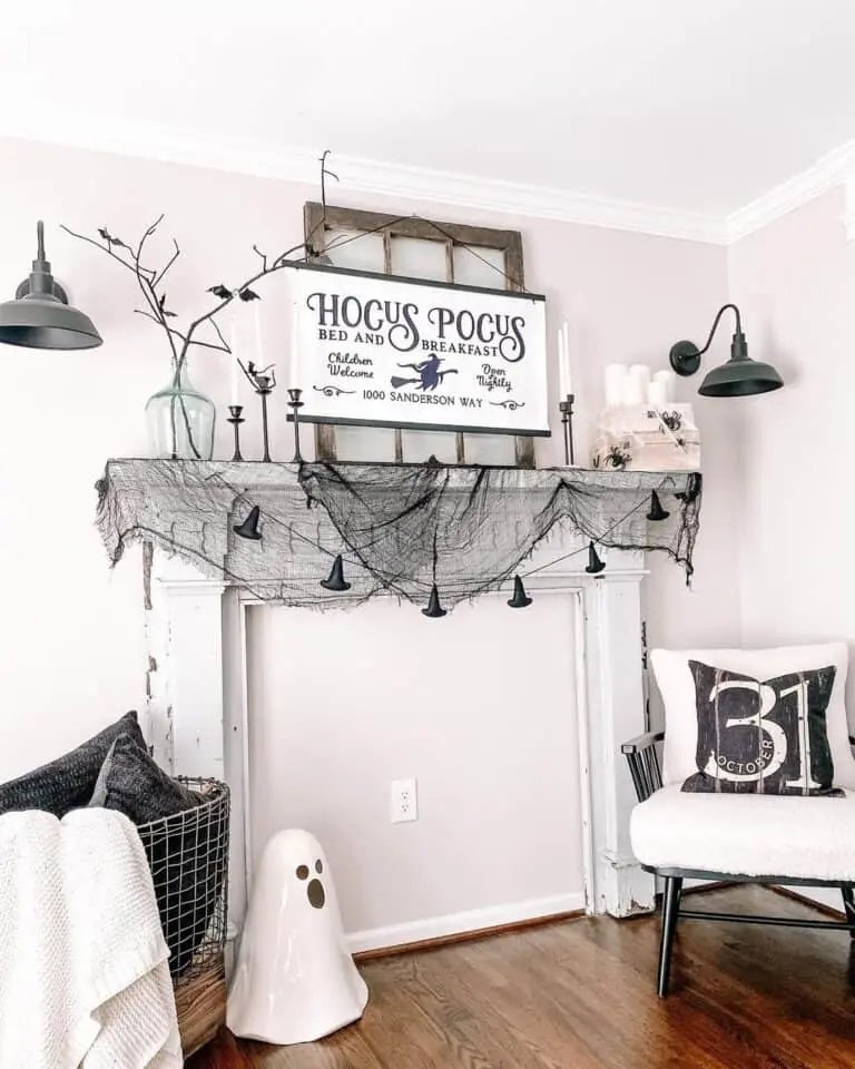 Black Halloween Mantel Decor