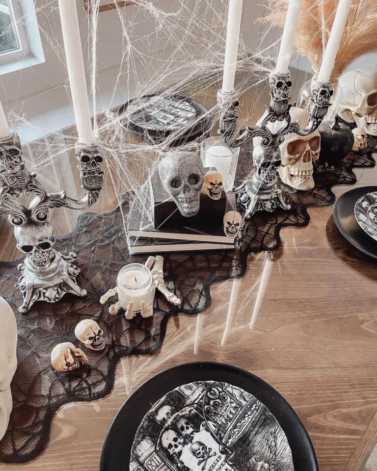 Black Runner with Skull Decor