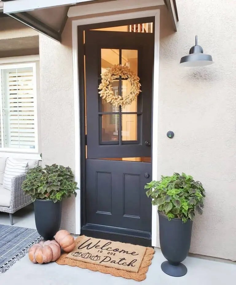 Brown Wreath on Black Door
