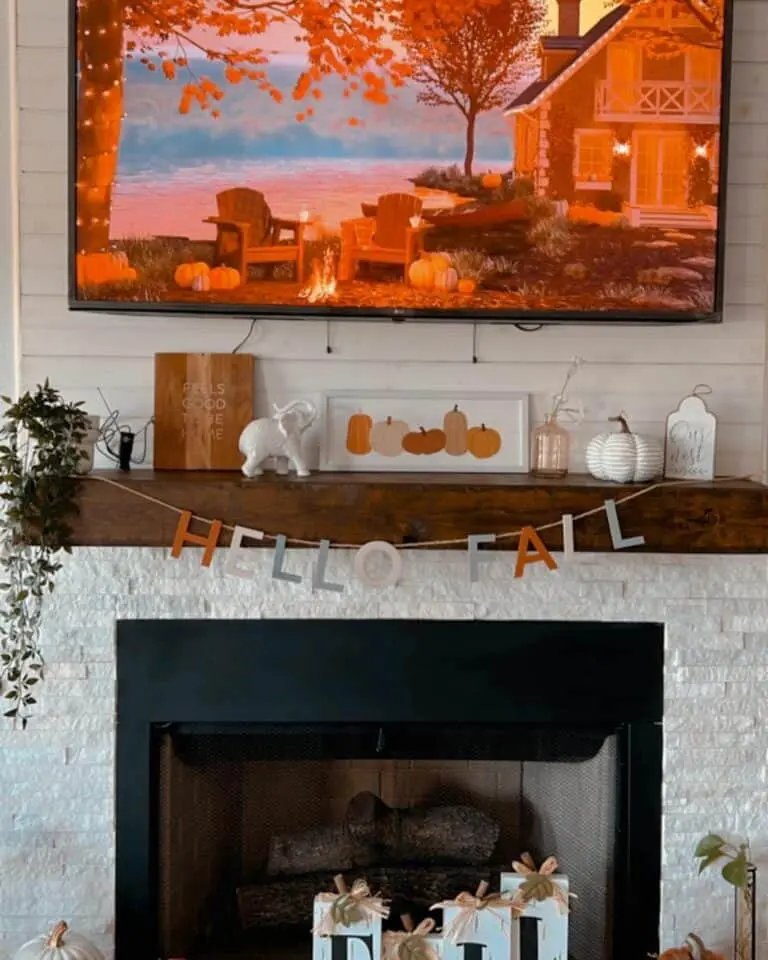 Budget Fall Mantel Decor