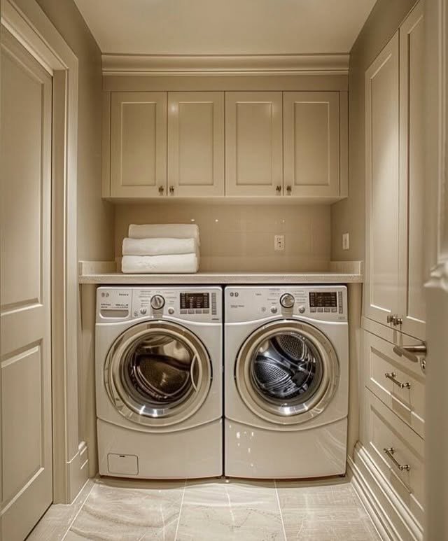 Calming Enclosed Laundry Space
