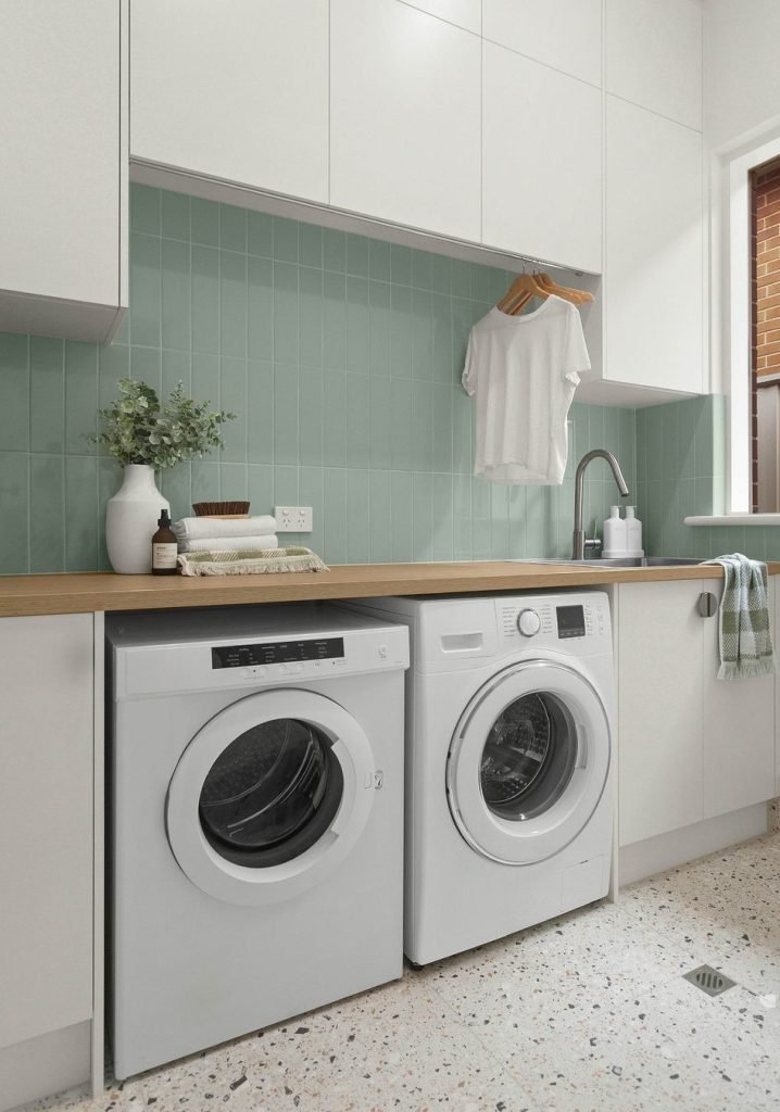 Calming Mint Green Laundry Space