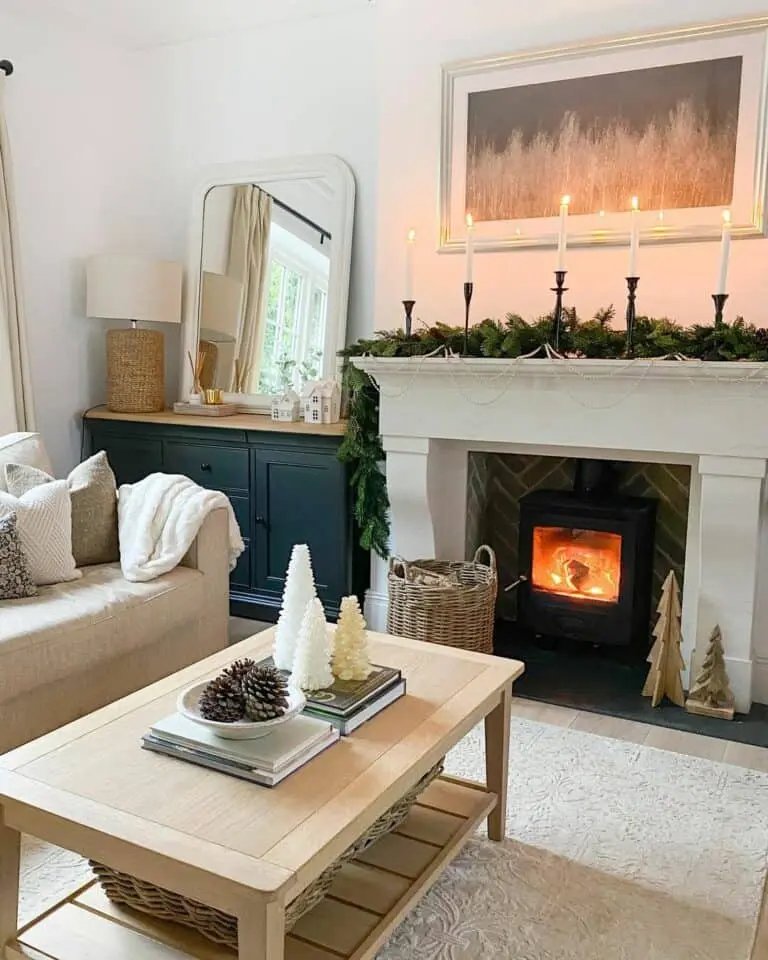 Candles and Fir Garland Display