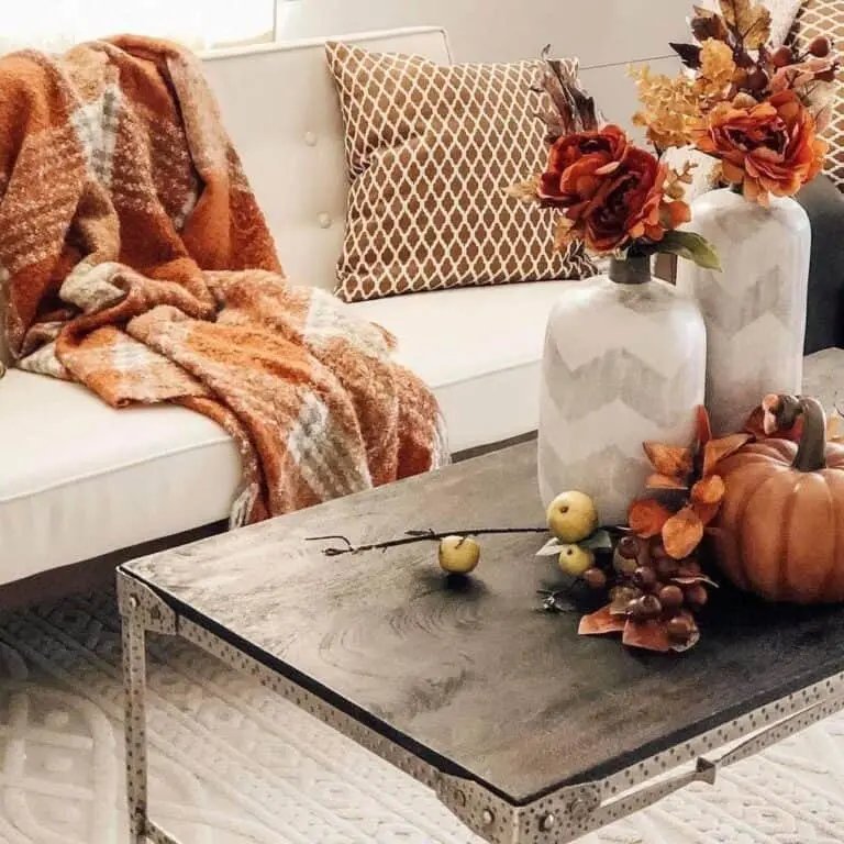 Chevron Vases with Pumpkin Centerpiece