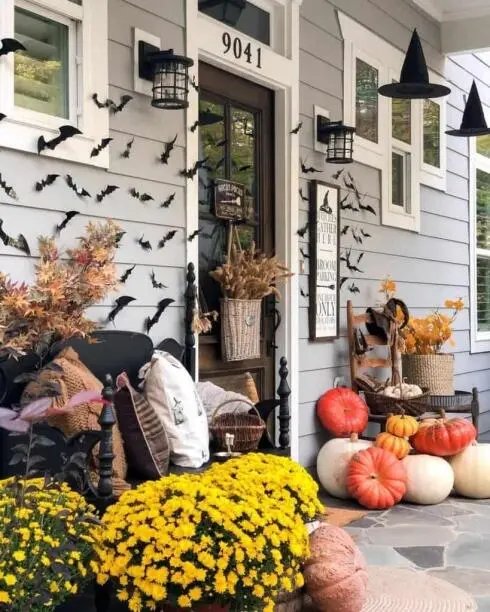 Colorful Halloween Porch Decor
