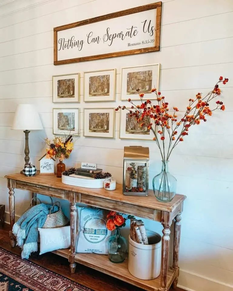 Console Table with Wall Art