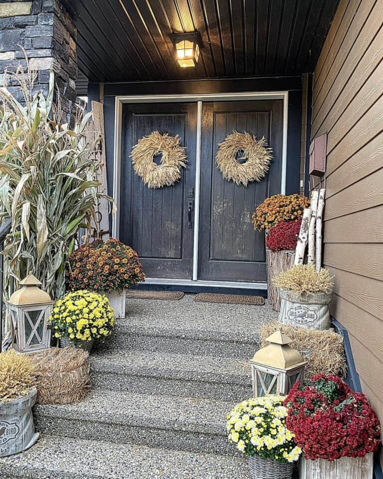 Dramatic Front Porch Wreaths