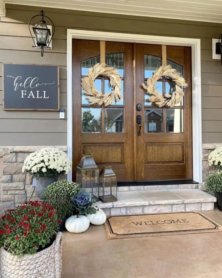 Dried Grass Wreaths on Doors