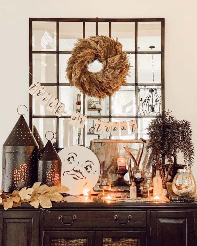 Entryway Table Halloween Decor