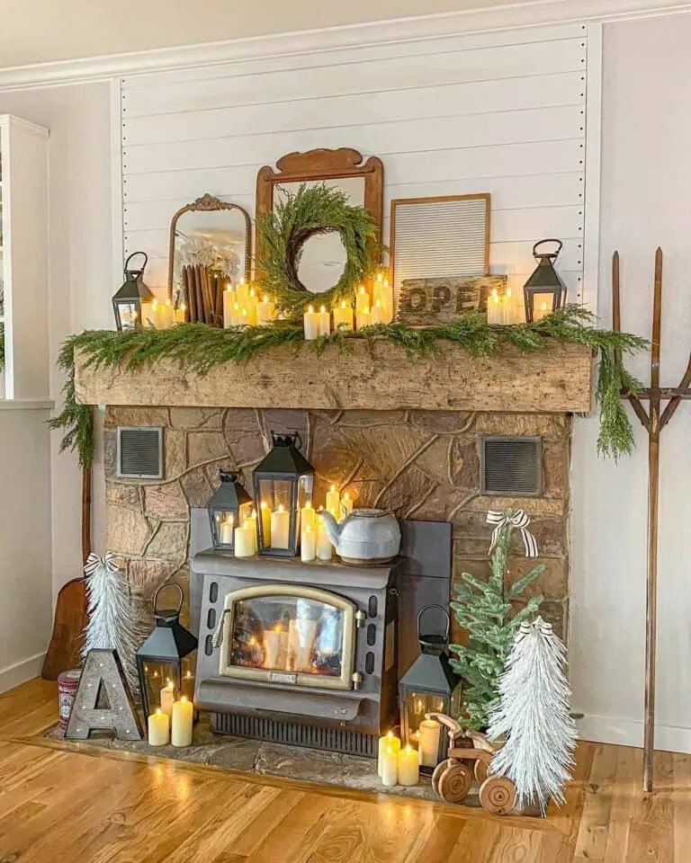 Evergreen Garlands and Candles
