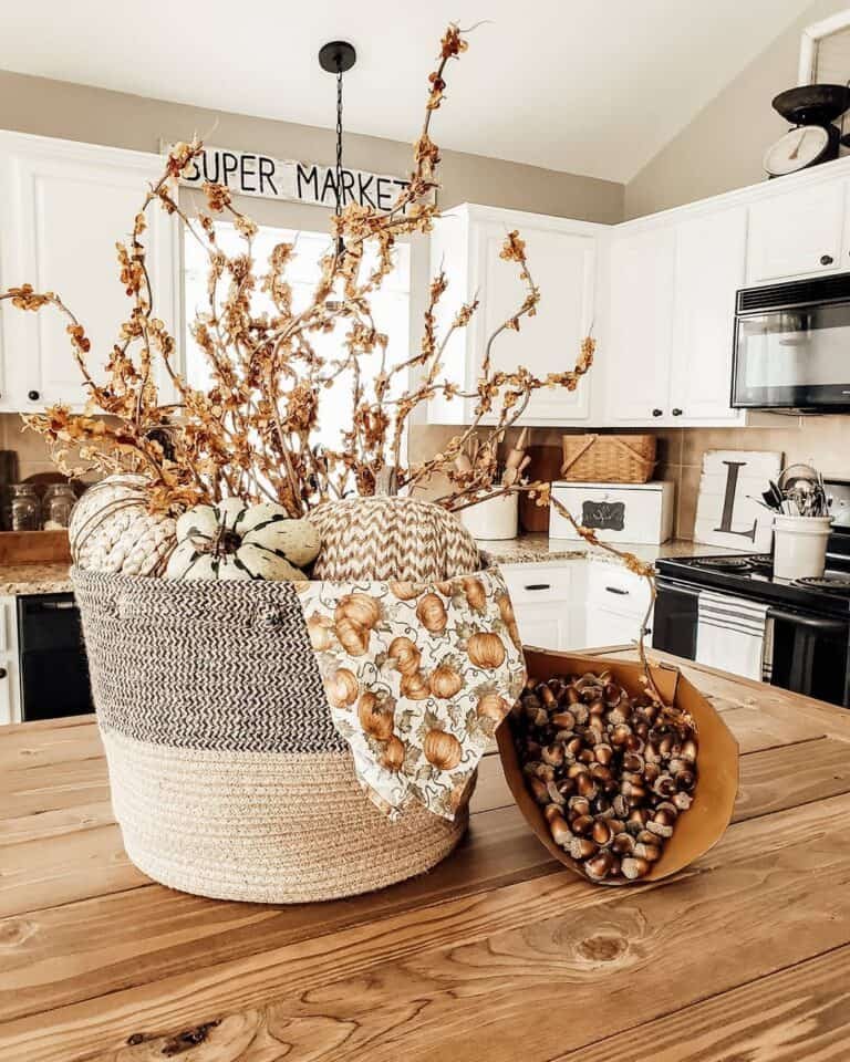 Fabric Pumpkin Basket Decor