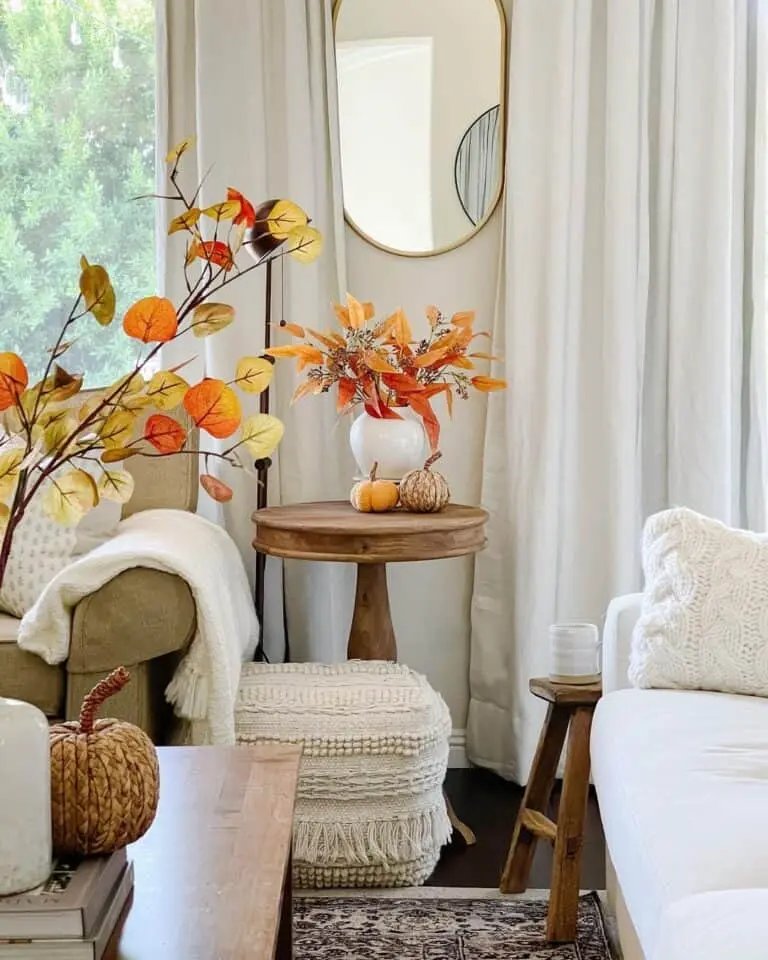 Fall Decor in White & Wood