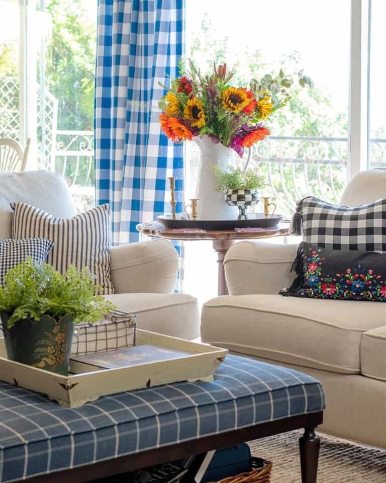 Fall Floral Display in Living Room