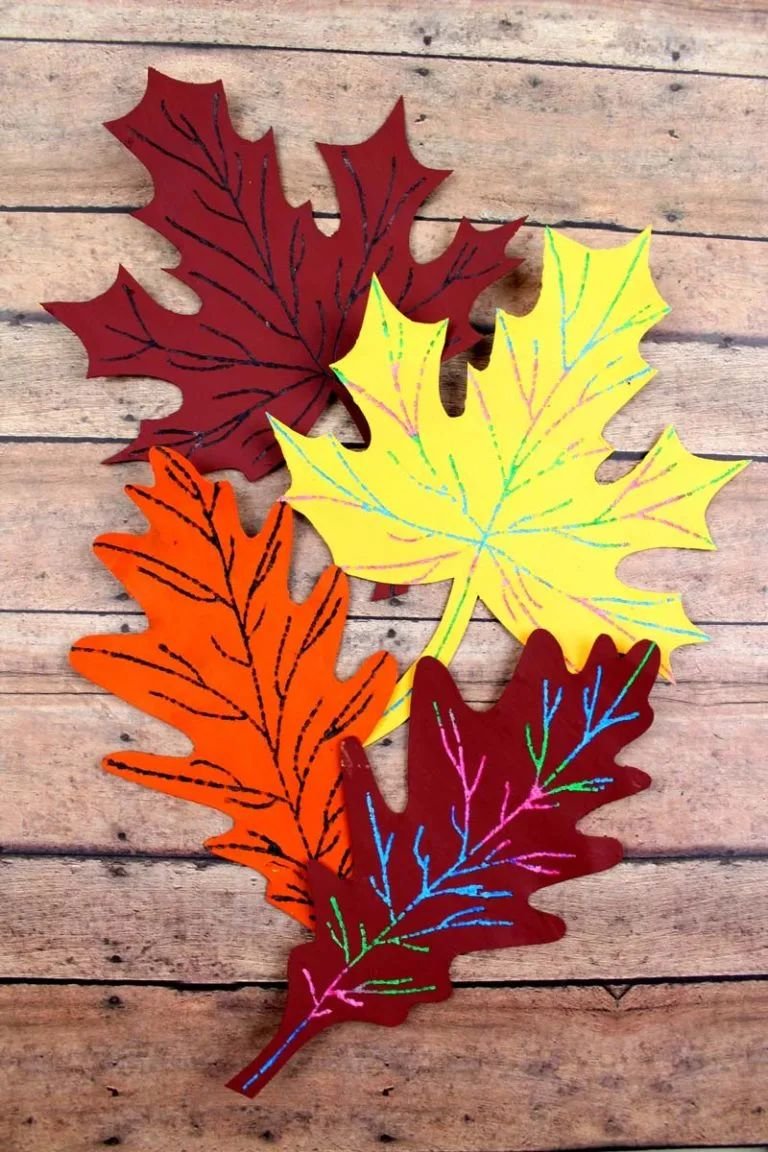Fall Leaf Scratch Art