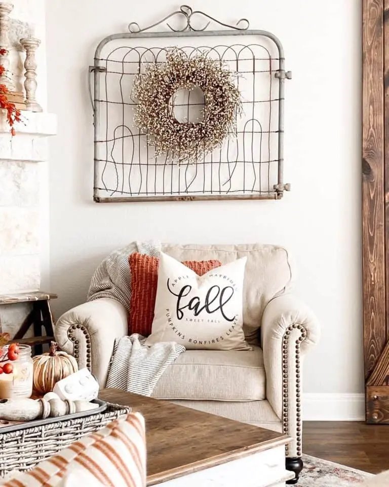 Fall Wreath on Vintage Frame
