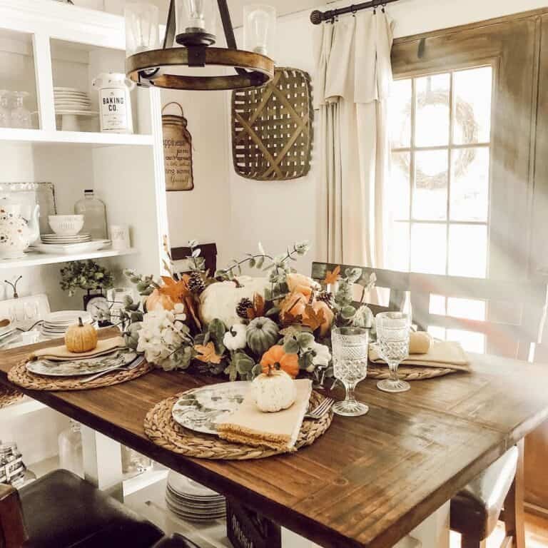 Farmhouse Table with Pumpkins