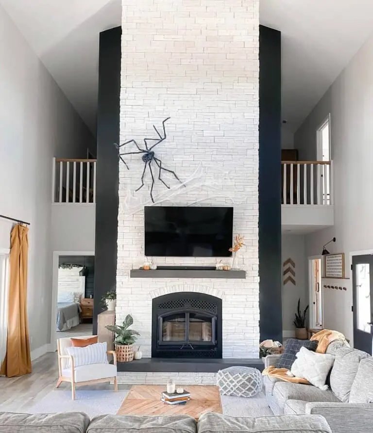 Fireplace with Spider Decor
