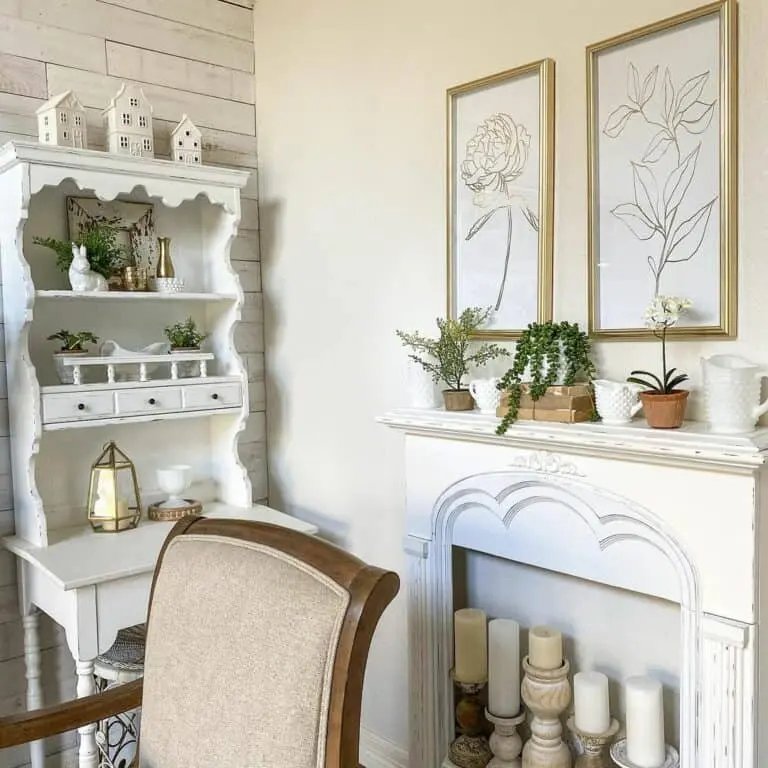 Fireplace with White Candles