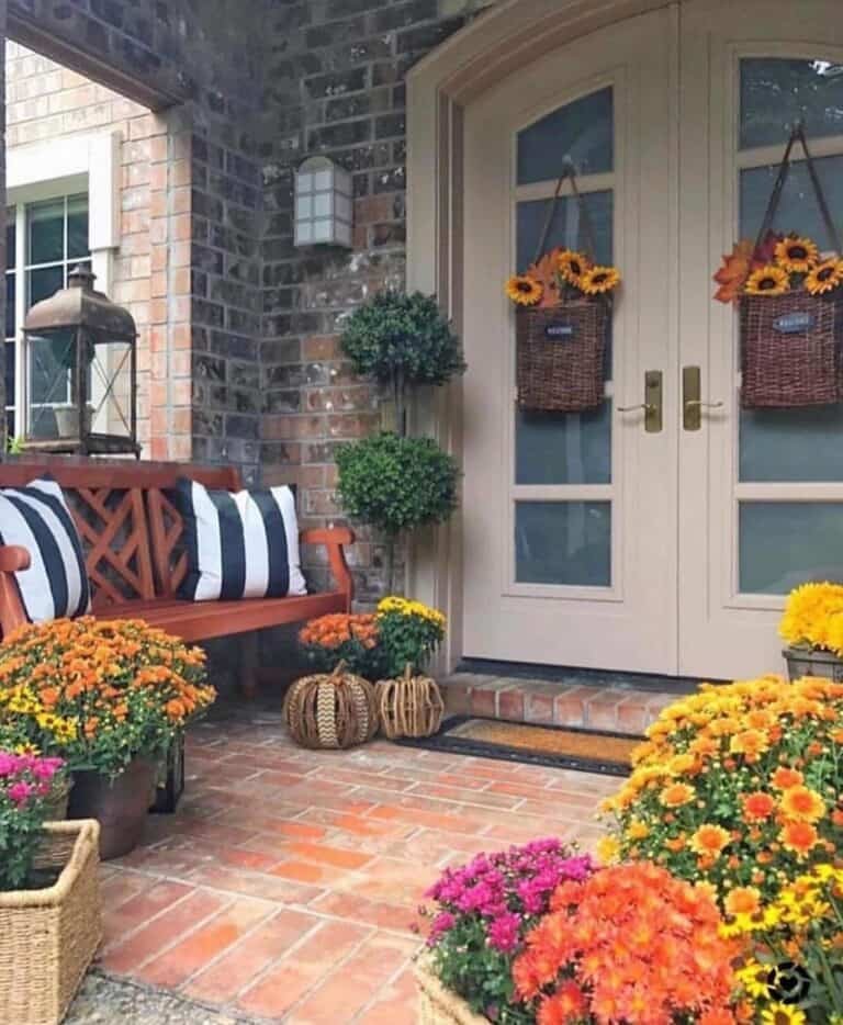 French Doors with Sunflower Baskets