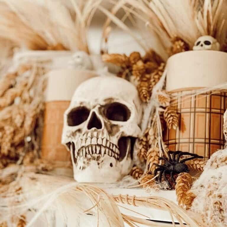 Gold Skulls and Cobwebs Decor