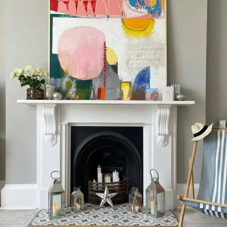 Gray Candles and Metal Lanterns
