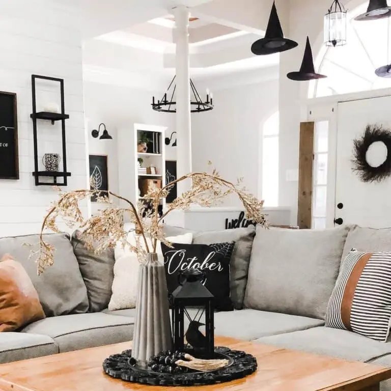 Gray Sectional with Halloween Accents