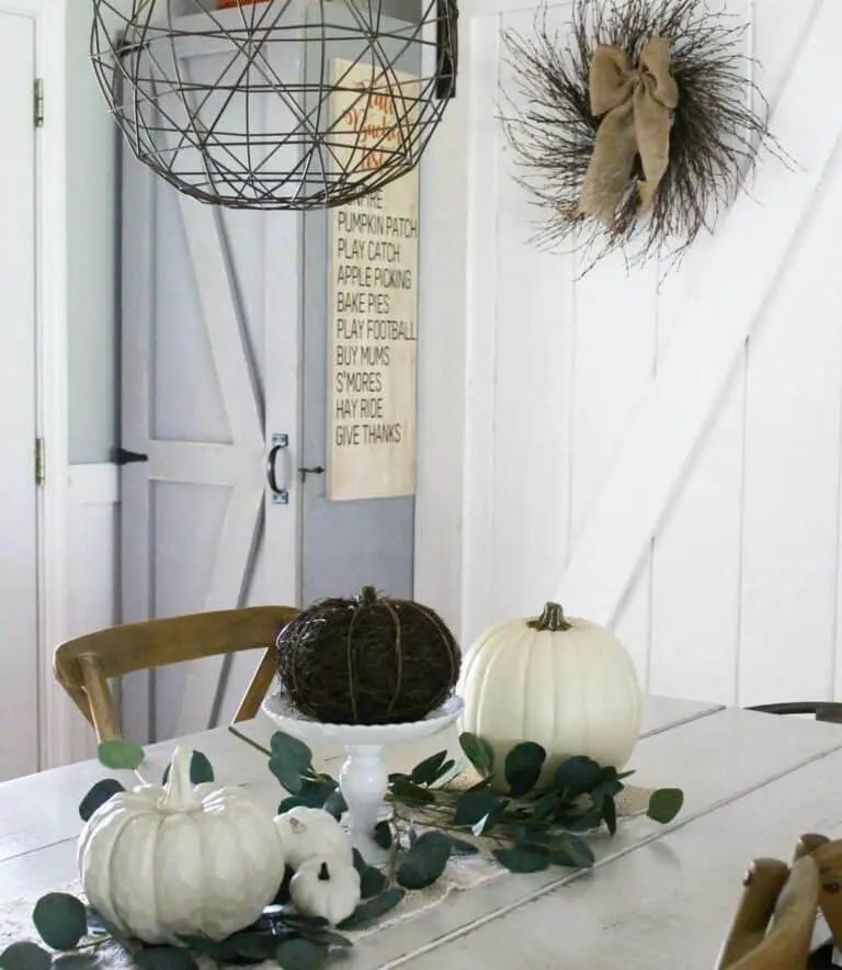 Greenery and Pumpkin Display