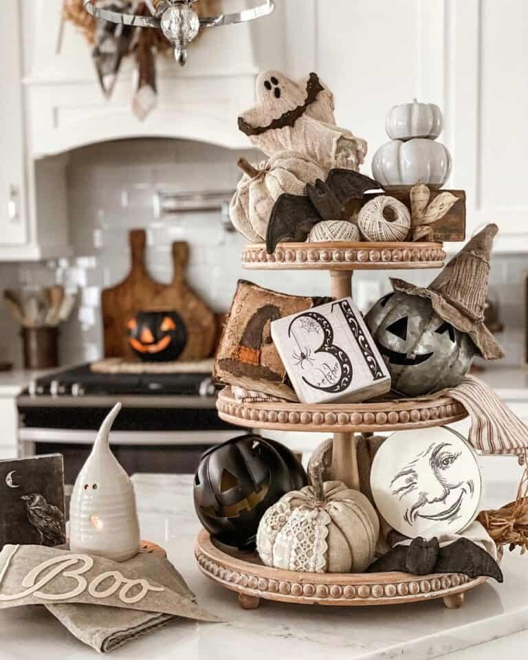 Halloween Decorated Wood Tray