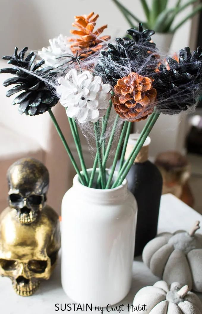Halloween Pinecone Arrangement