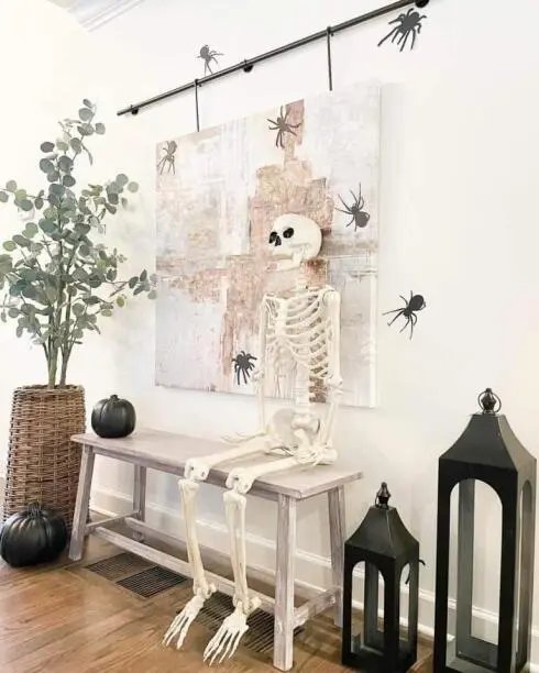 Hallway Spider and Skeleton Decor