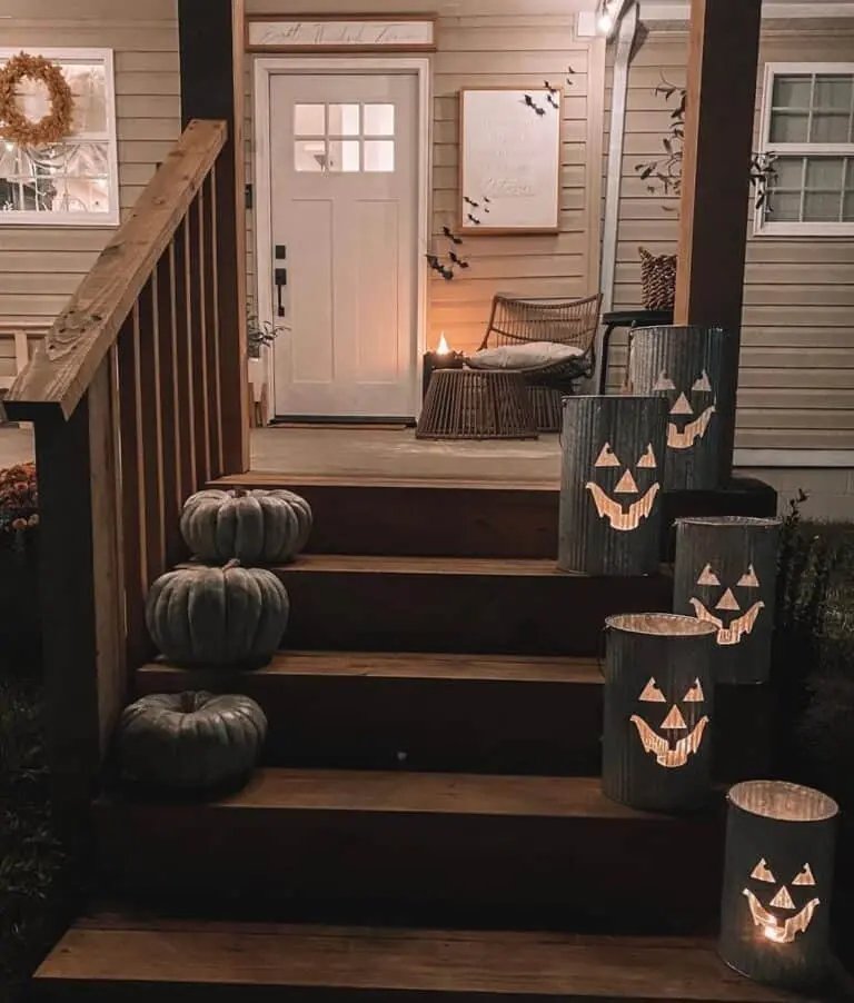 Illuminated Tin Jack-O-Lanterns