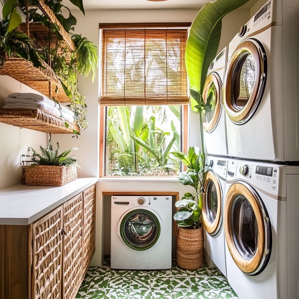Jungle-Inspired Laundry Space