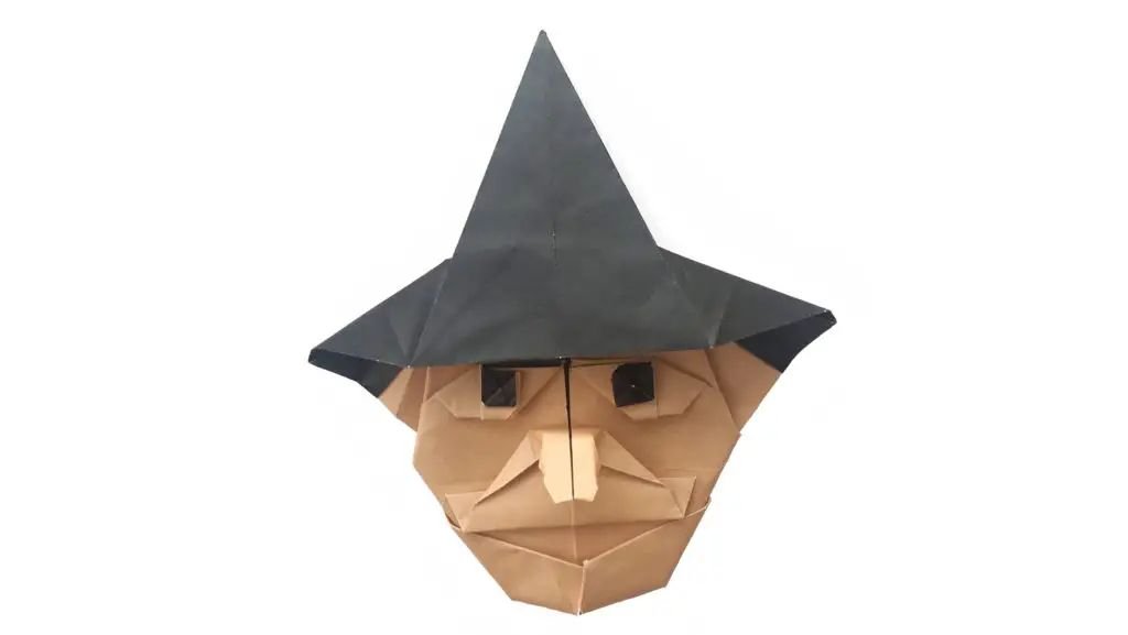 Minimalist Spooky Origami Witch