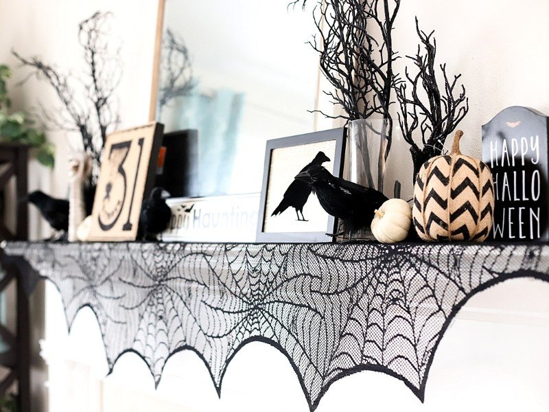 Monochromatic Halloween Mantel