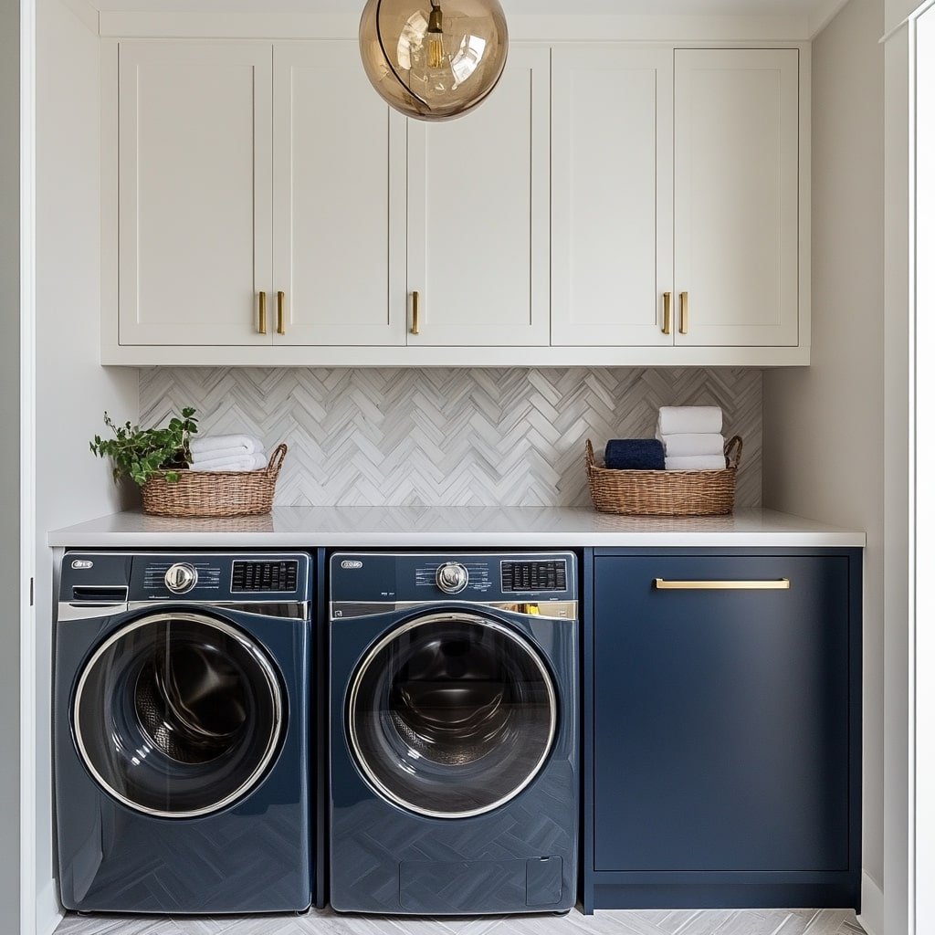 Navy Blue Herringbone Style