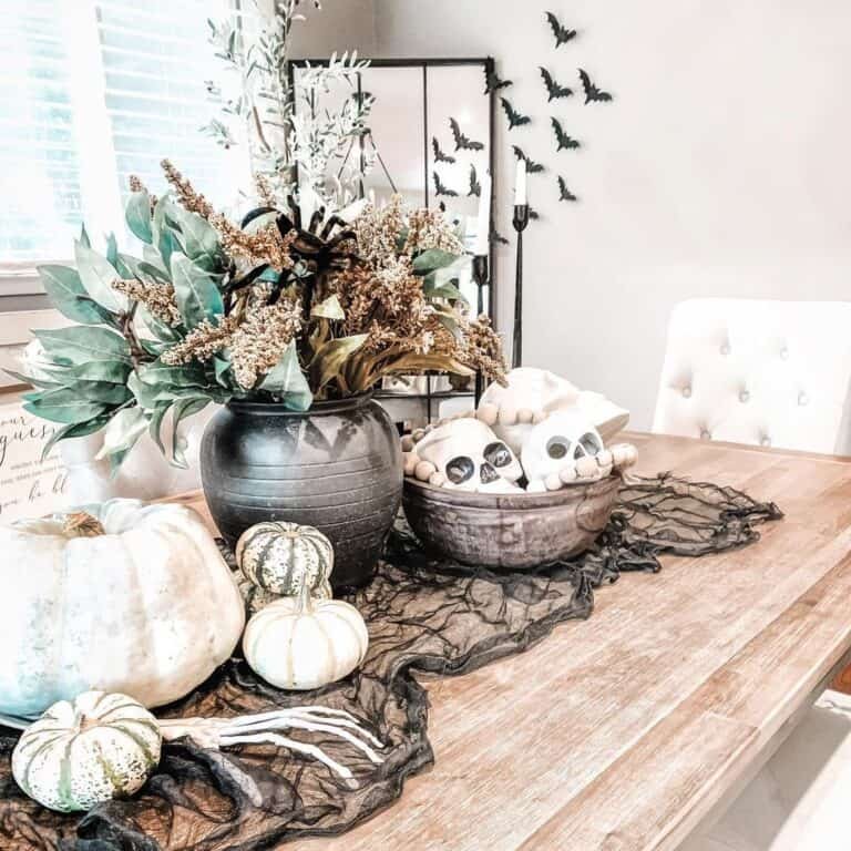 Neutral Room with White Pumpkins