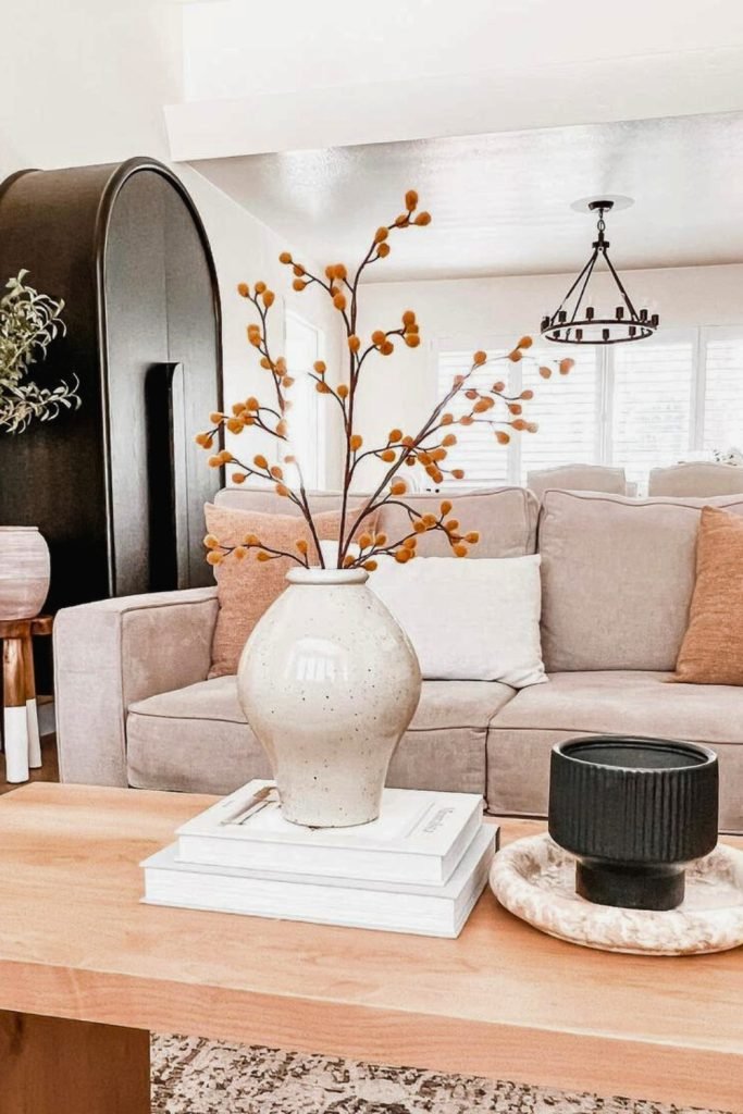 Neutral Sofa and Autumn Accents