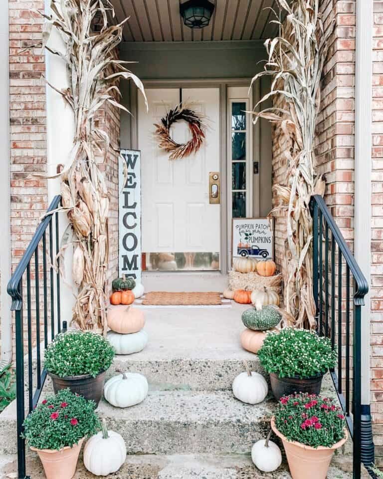 Off-White Door Autumn Decor
