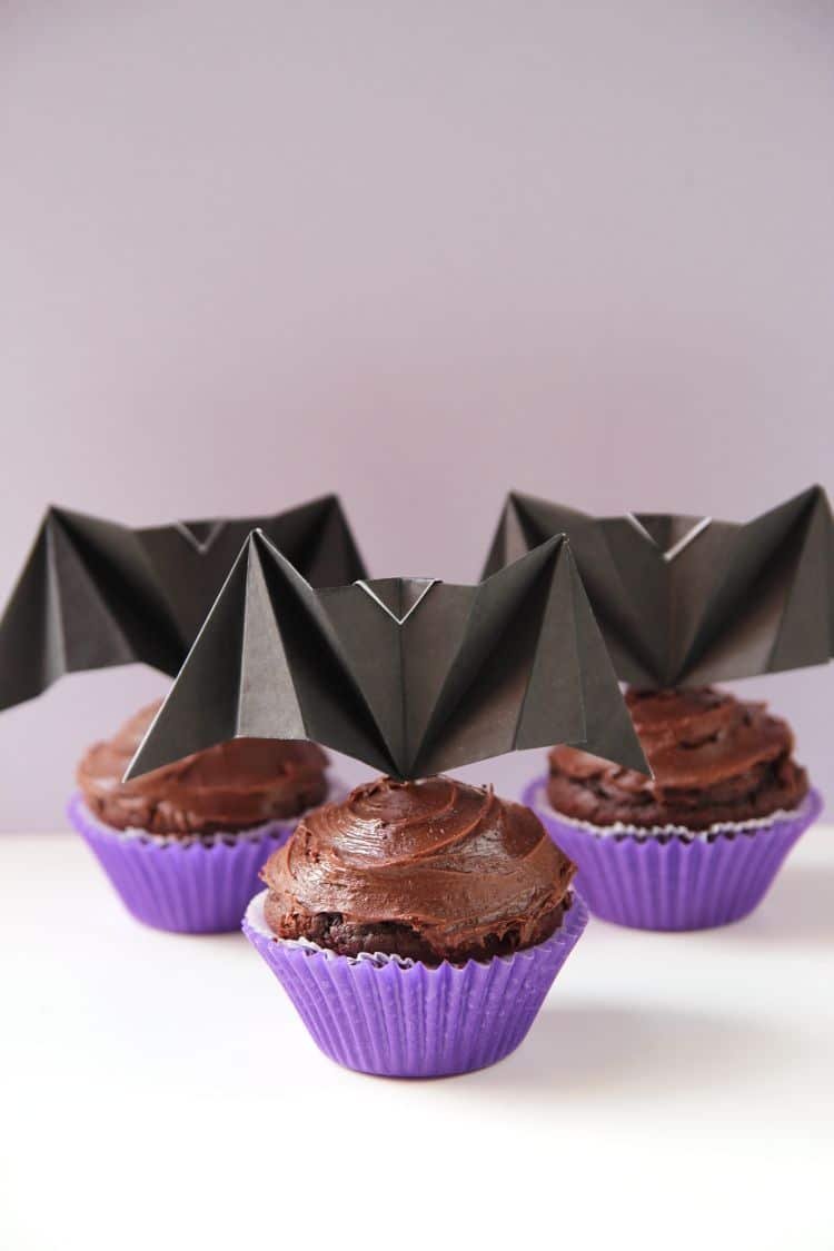 Paper Bat Cupcake Decorations