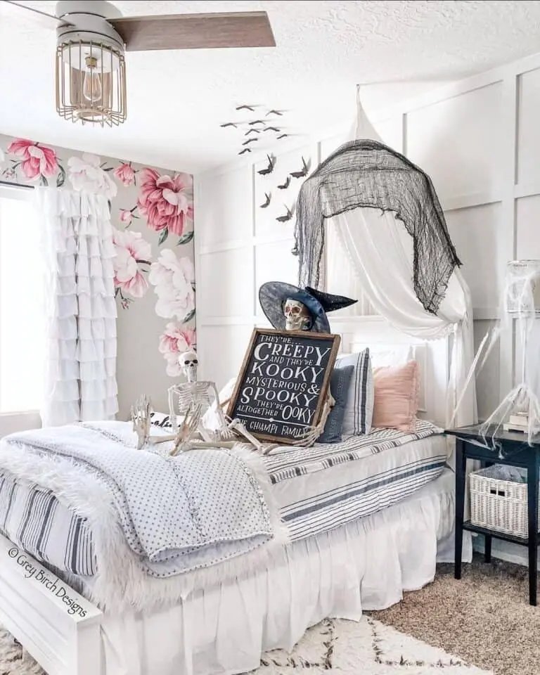 Pink Floral Skeleton Bedroom