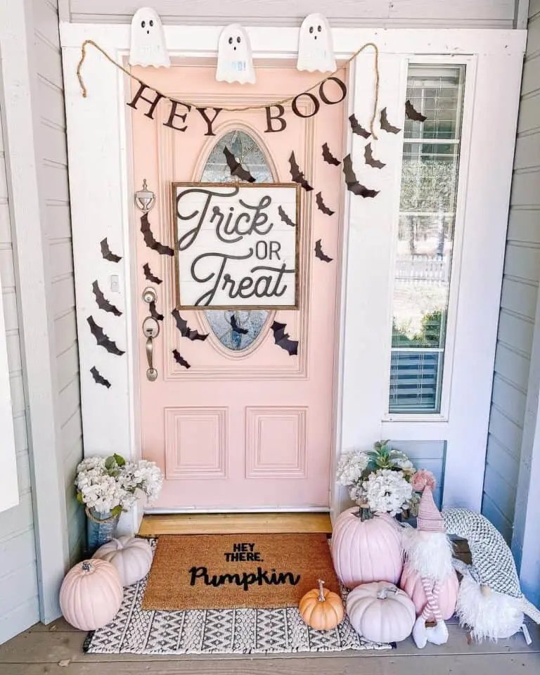 Pink Halloween Front Door