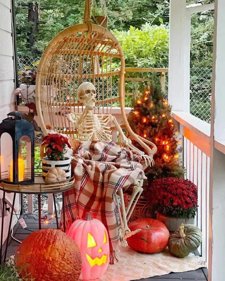 Plaid Skeleton Front Porch