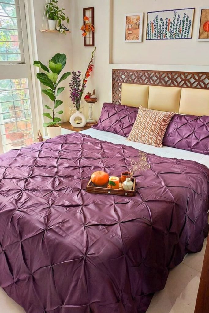Plum Comforter with Fall Accents
