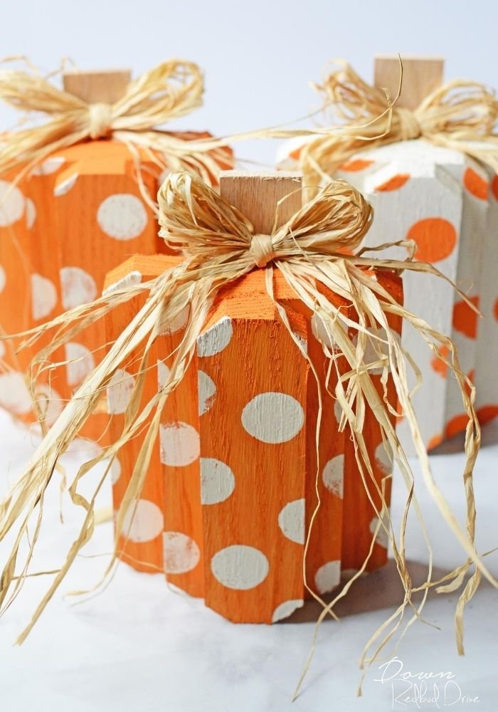 Polka-Dot Wooden Pumpkins