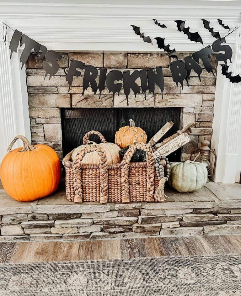 Pumpkin and Bat Display