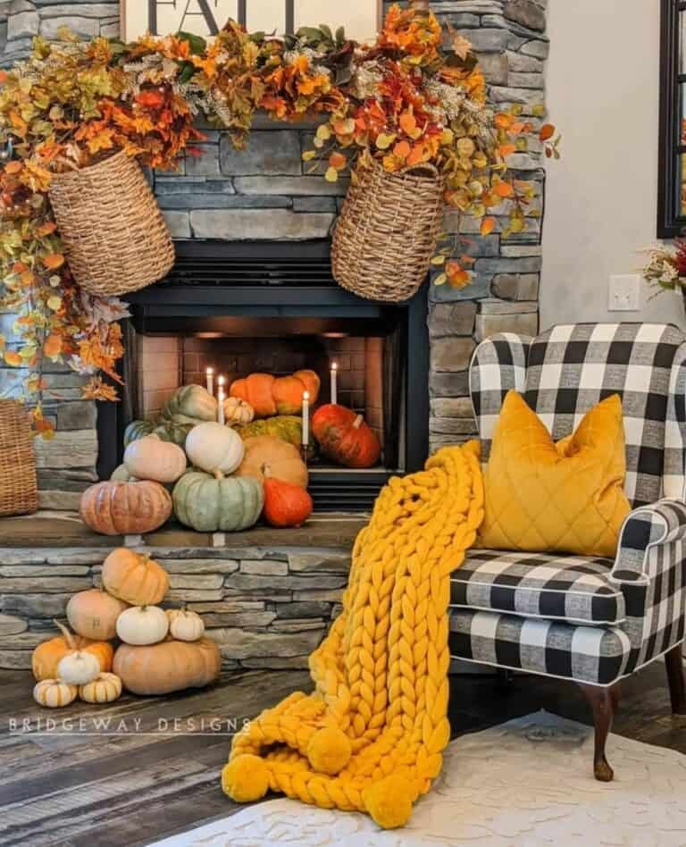 Pumpkin and Candle Display