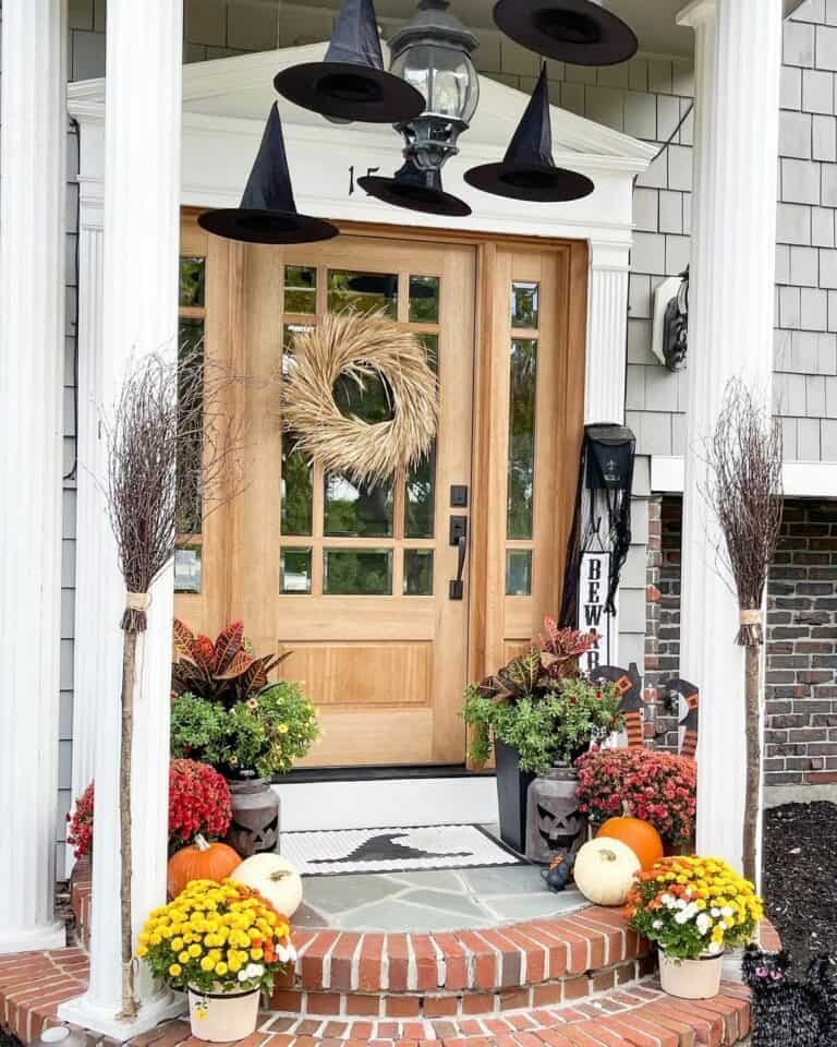 Pumpkin Decor on Portico