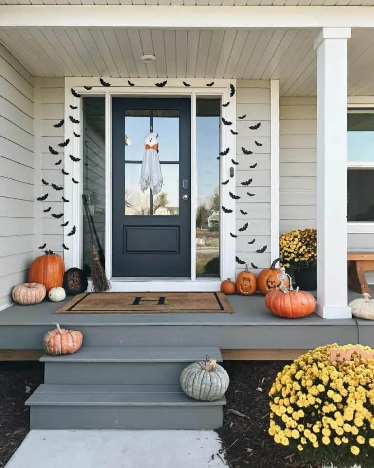 Pumpkins and Bat Decorations