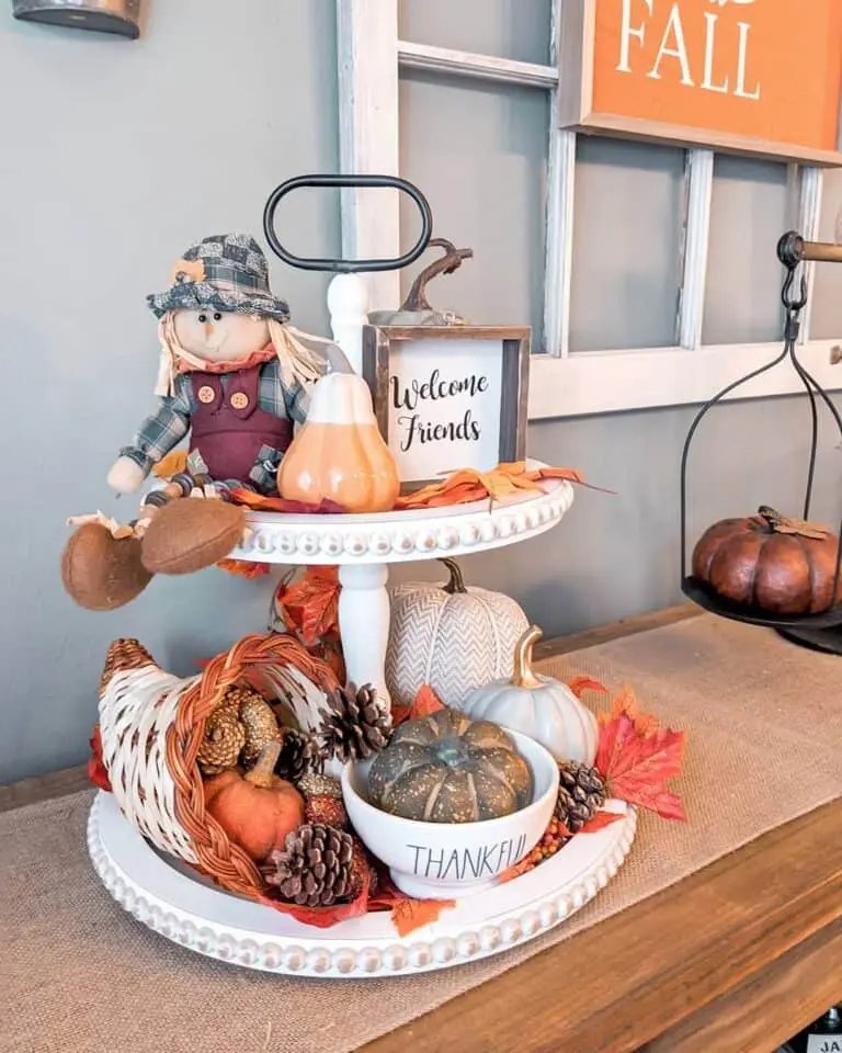 Rag Doll and Pine Cone Display