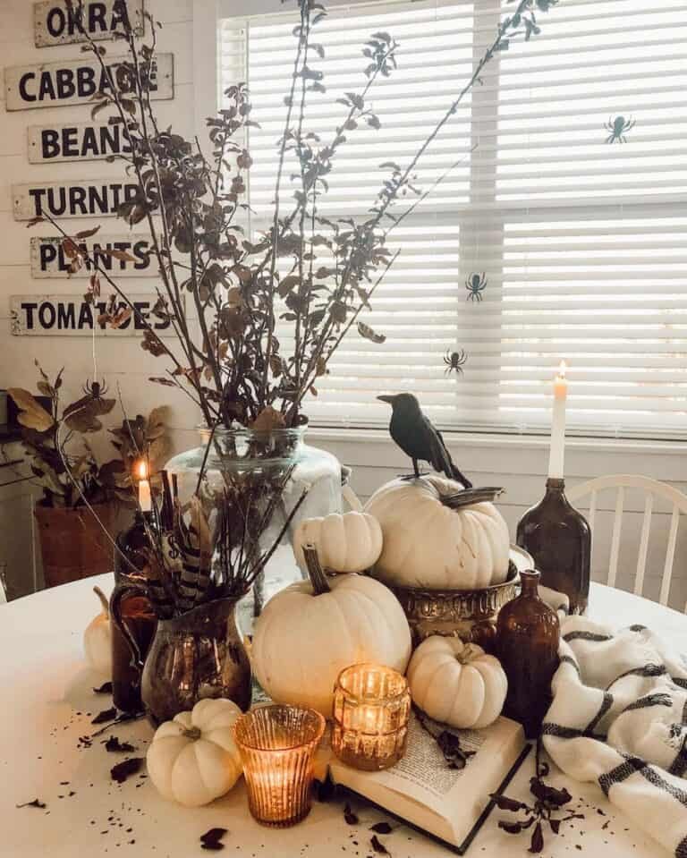 Raven on Autumn Table